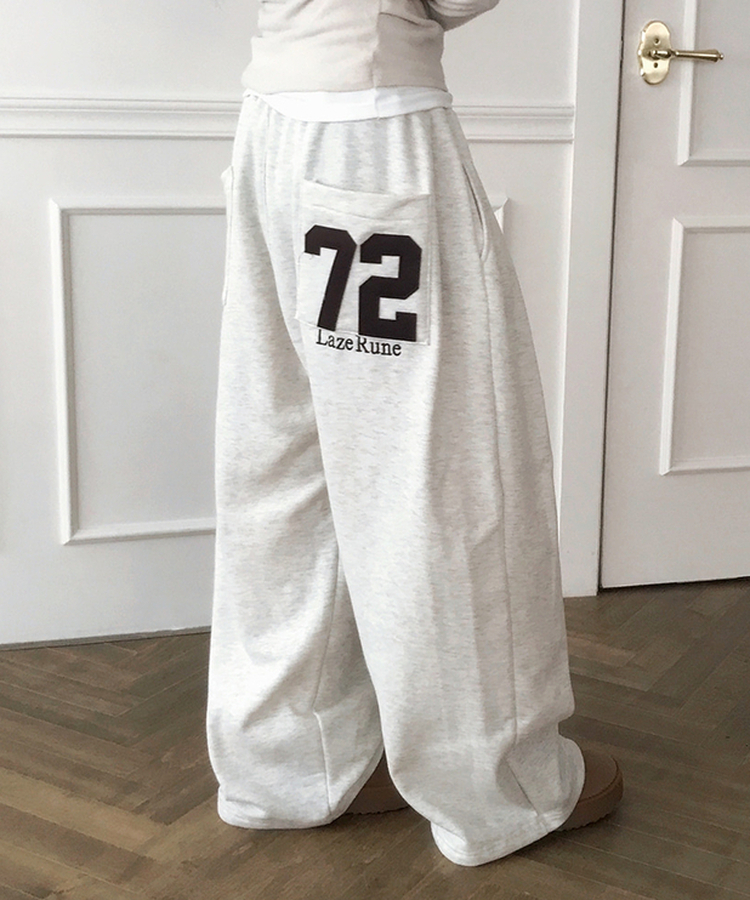 【起毛】72刺繍ピンタックワイドトレーニングパンツ(5color) OATMEAL