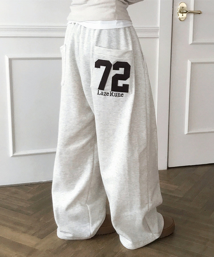 【起毛】72刺繍ピンタックワイドトレーニングパンツ(5color) OATMEAL