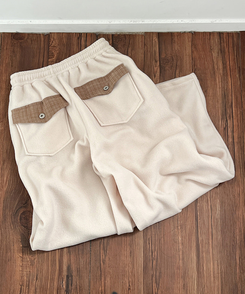 チェックポケットフリースバルーンワイドパンツ