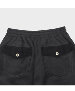 チェックポケットフリースバルーンワイドパンツ