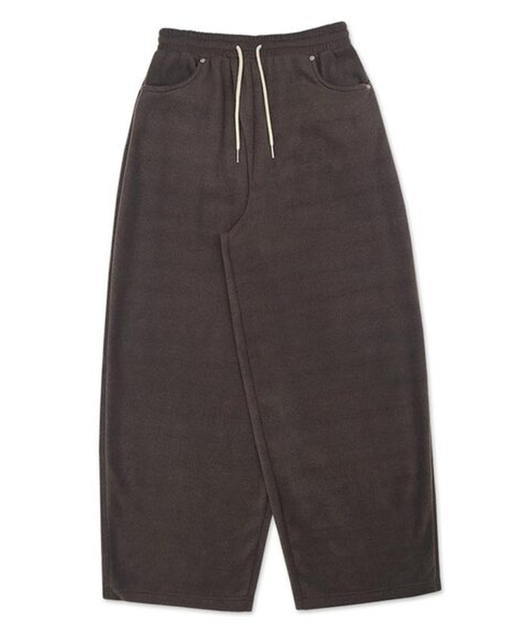 チェックポケットフリースバルーンワイドパンツ