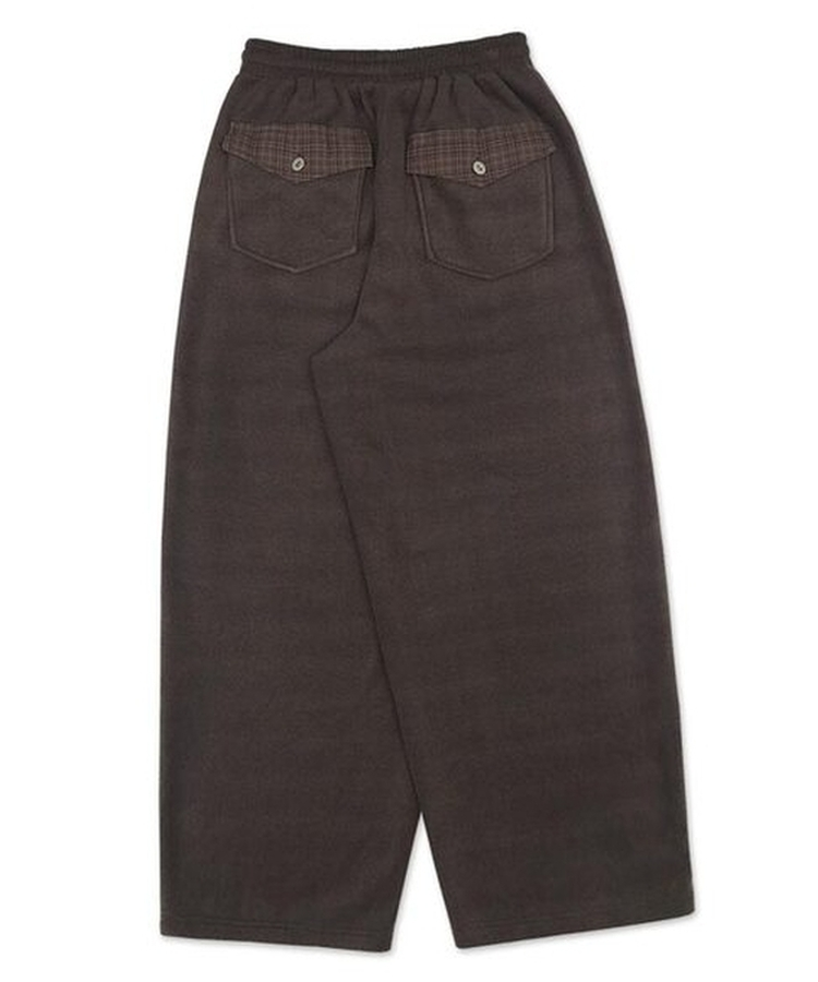 チェックポケットフリースバルーンワイドパンツ