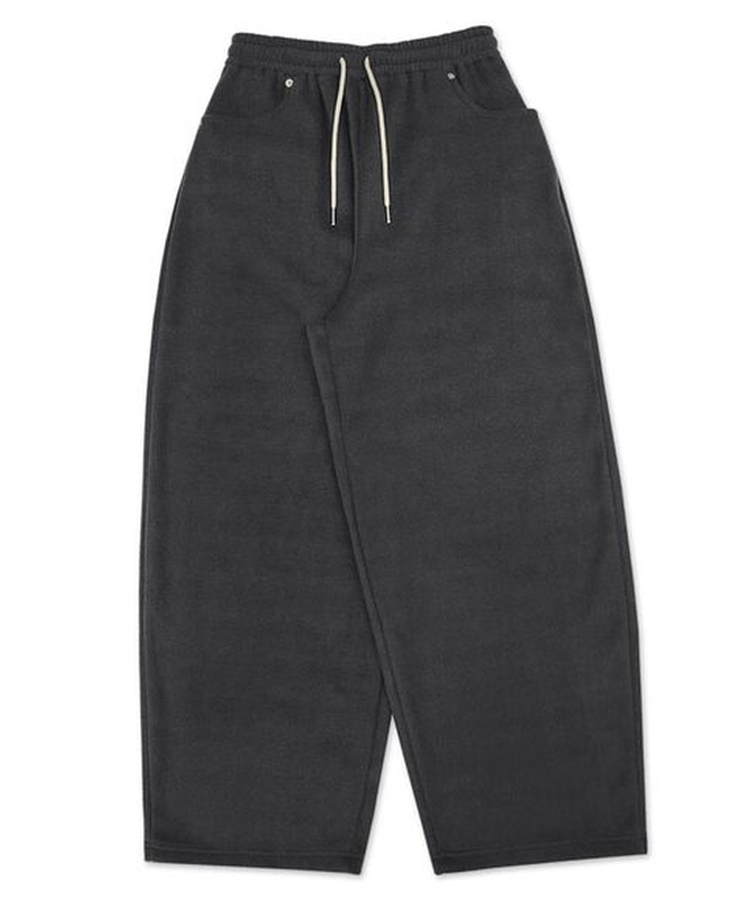 チェックポケットフリースバルーンワイドパンツ