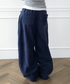 リベットピンタックフリースバルーンワイドパンツ NAVY BLUE