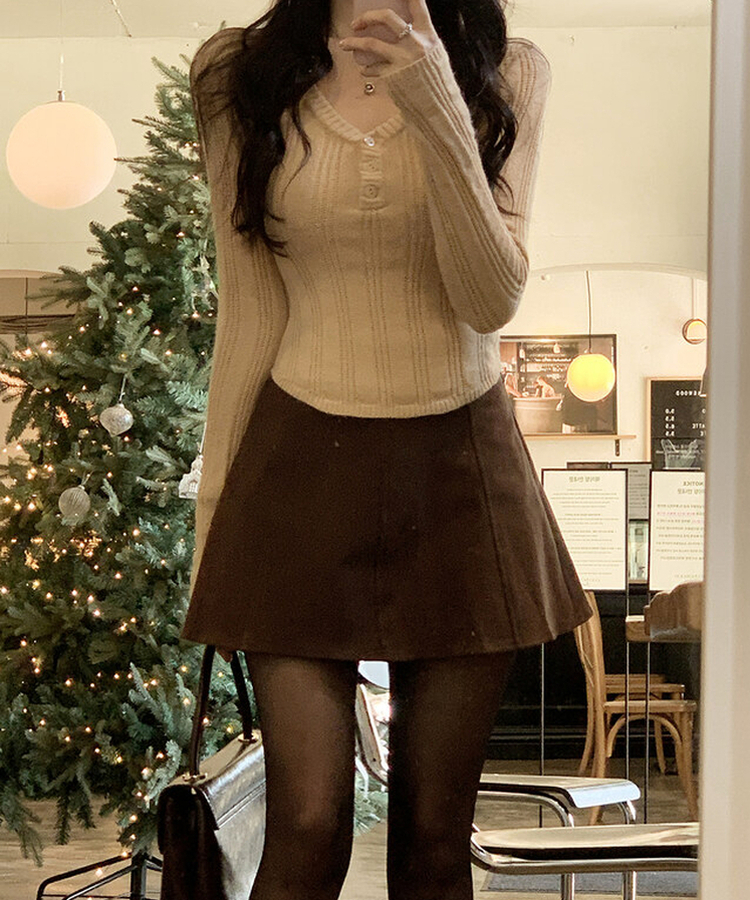 フレアミニスカート BROWN