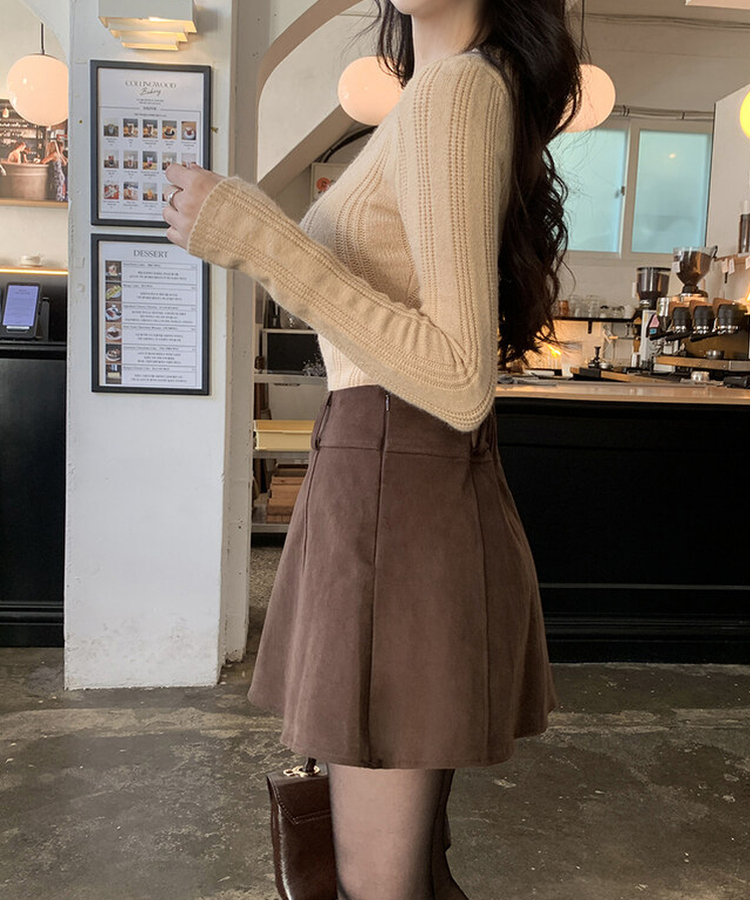 フレアミニスカート BROWN