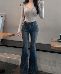 ウェンディボタンVニット GREY