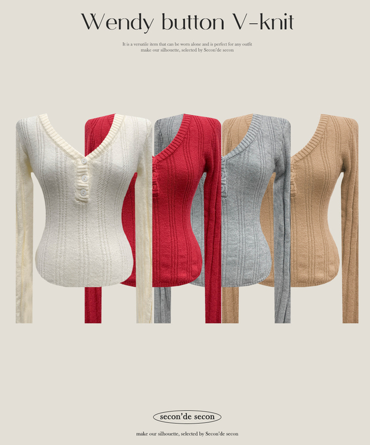 ウェンディボタンVニット
