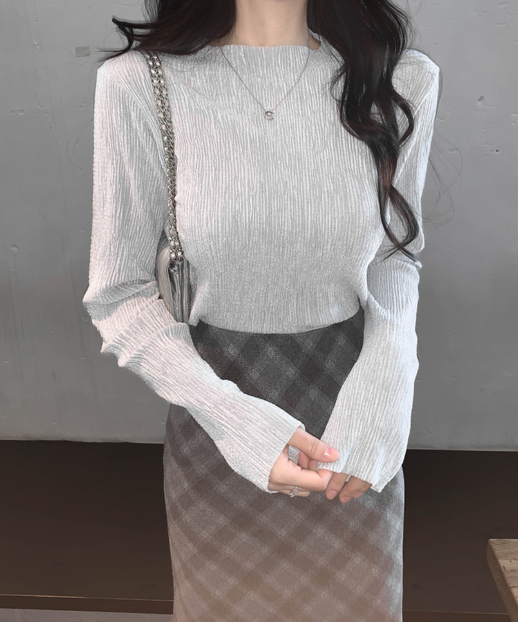 ライクプリーツブラウス GRAY