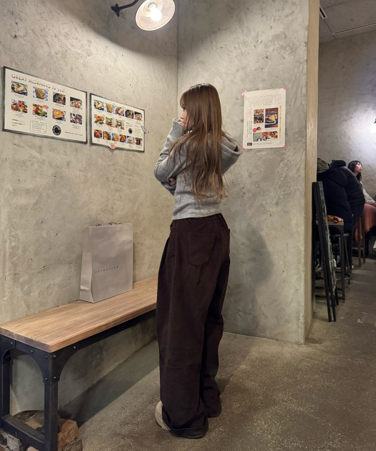 절개 골덴 팬츠 밤색