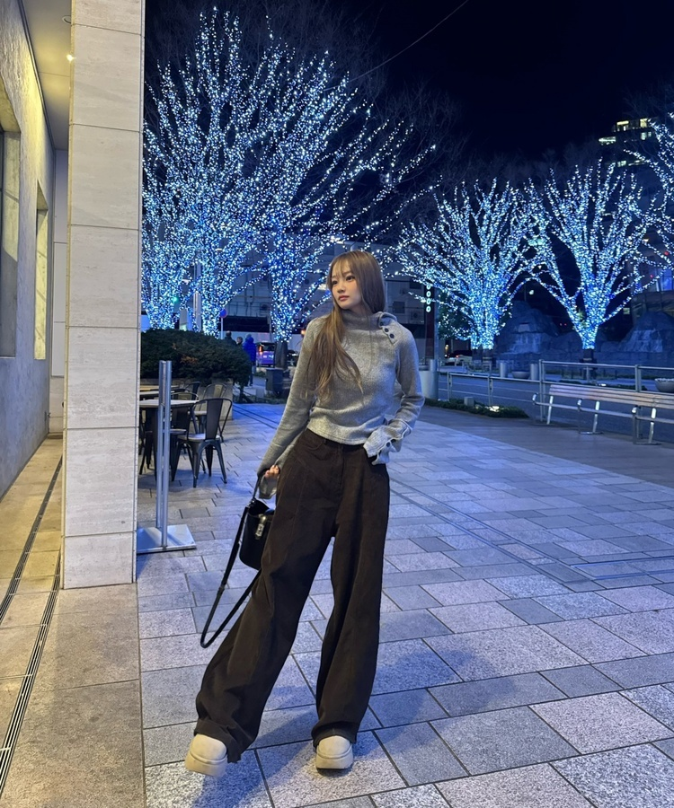 절개 골덴 팬츠 밤색