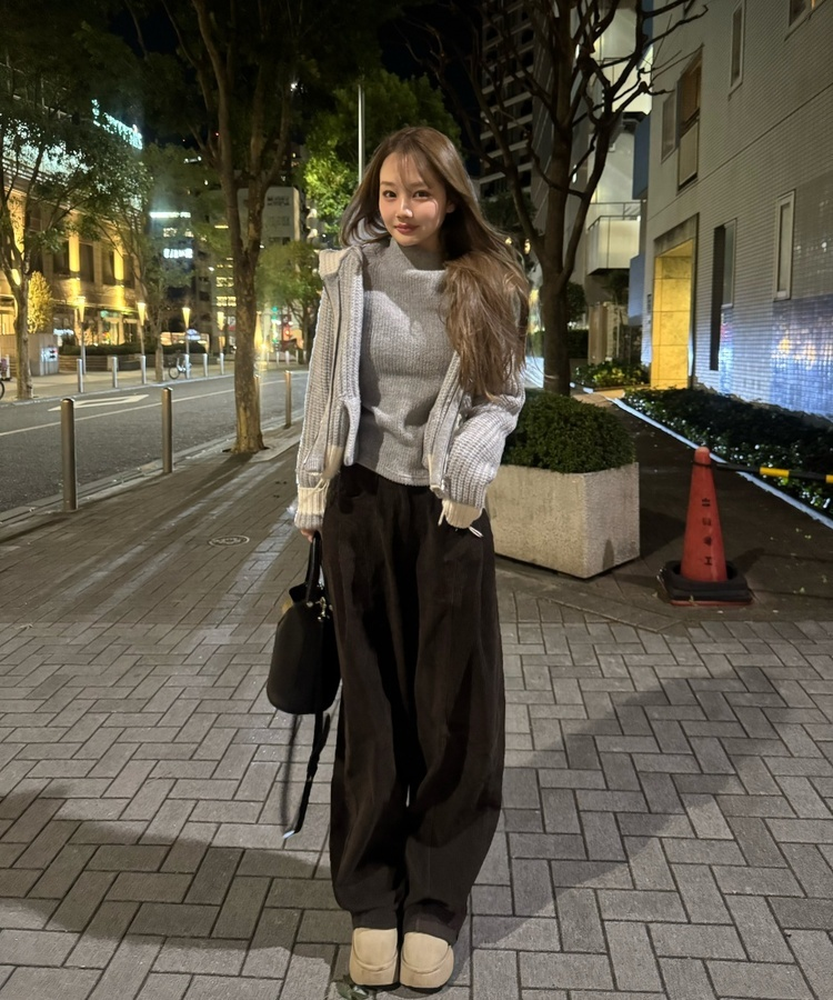 절개 골덴 팬츠 밤색