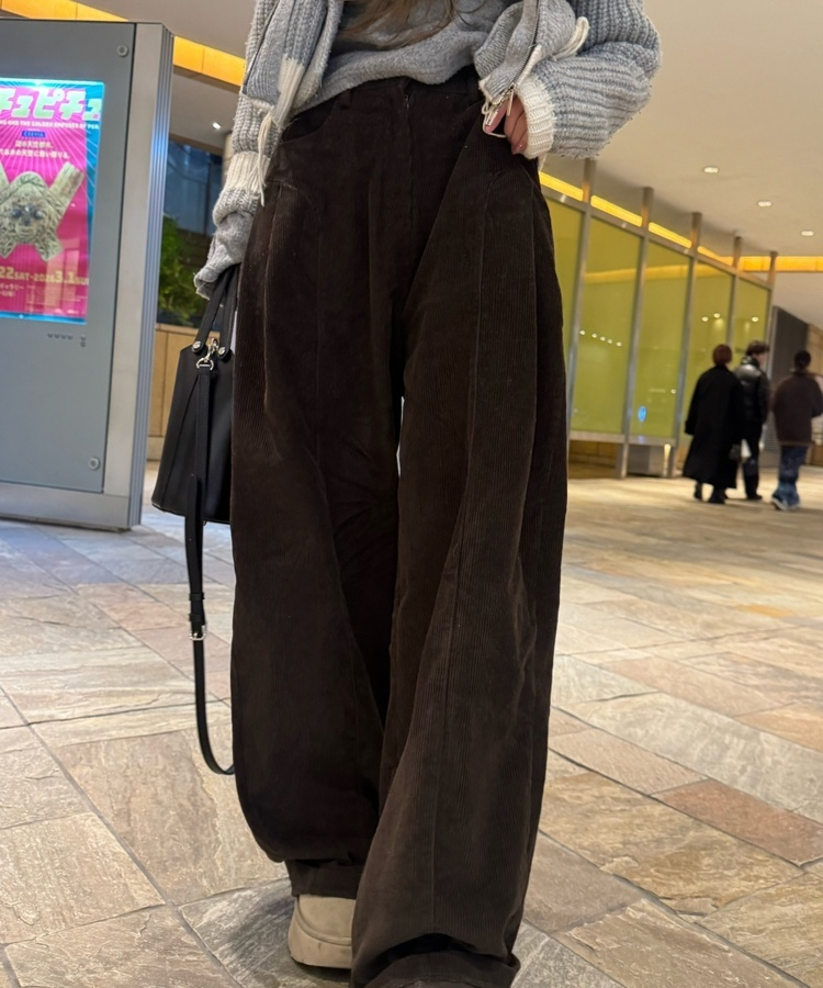 절개 골덴 팬츠 밤색