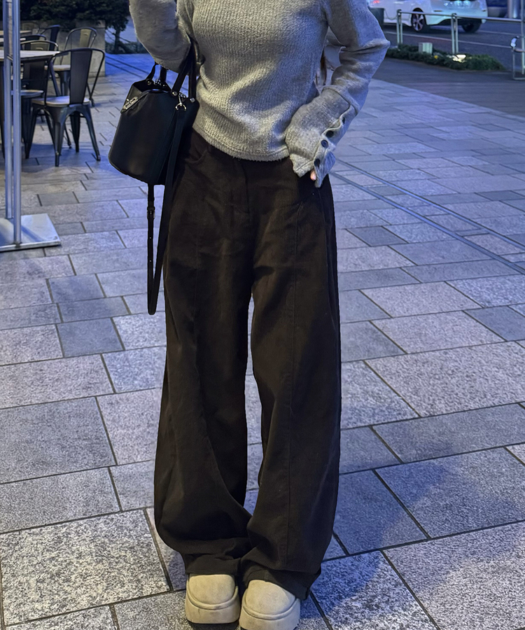 절개 골덴 팬츠 밤색