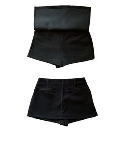 【ベルト付き】厚手無地スカートパンツ