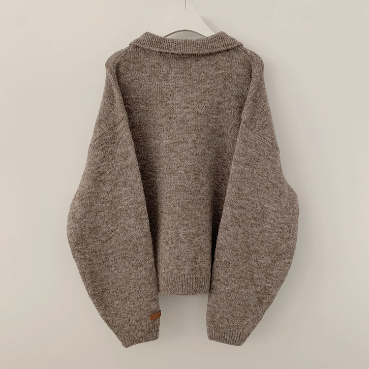 도톰따뜻 손목라벨 패치 보카시 오버핏 카라넥 아방핏 벌룬니트 빅사이즈 체형커버