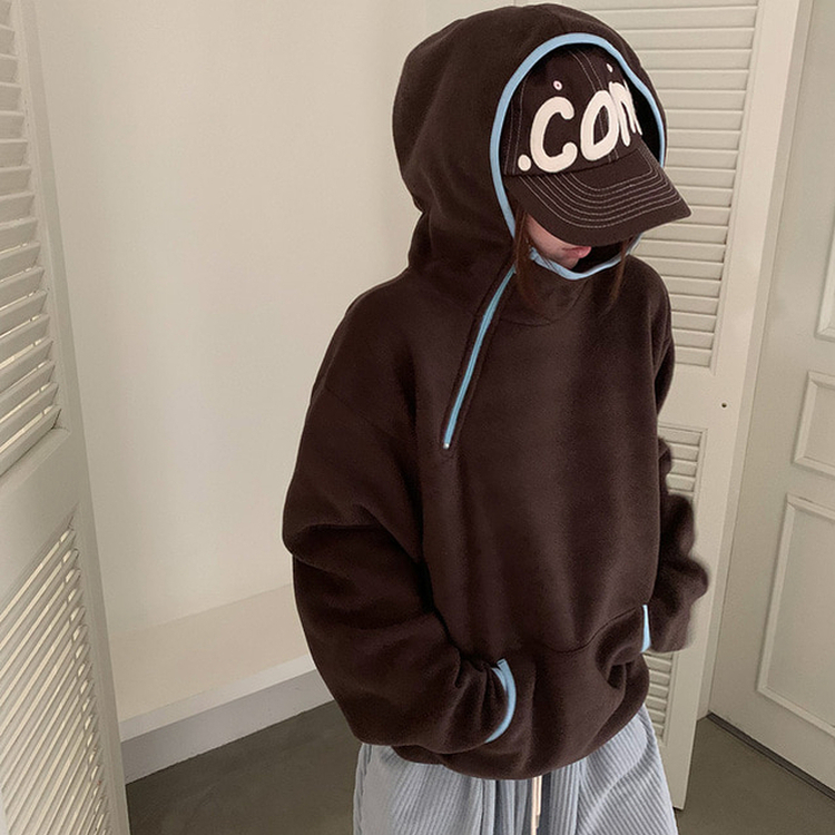 포근하게 스며드는 배색 후리스 후드티 t