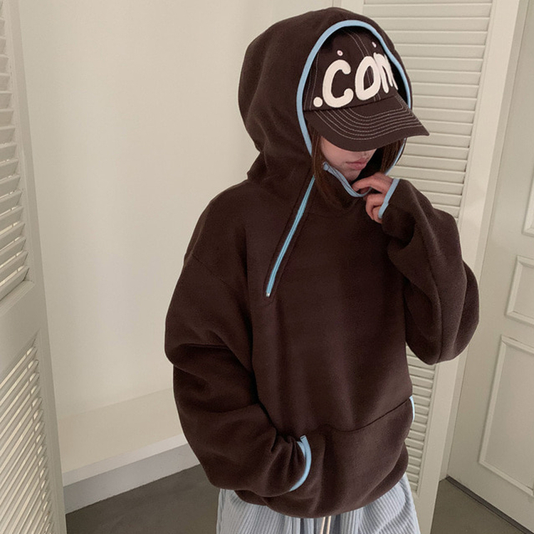 포근하게 스며드는 배색 후리스 후드티 t