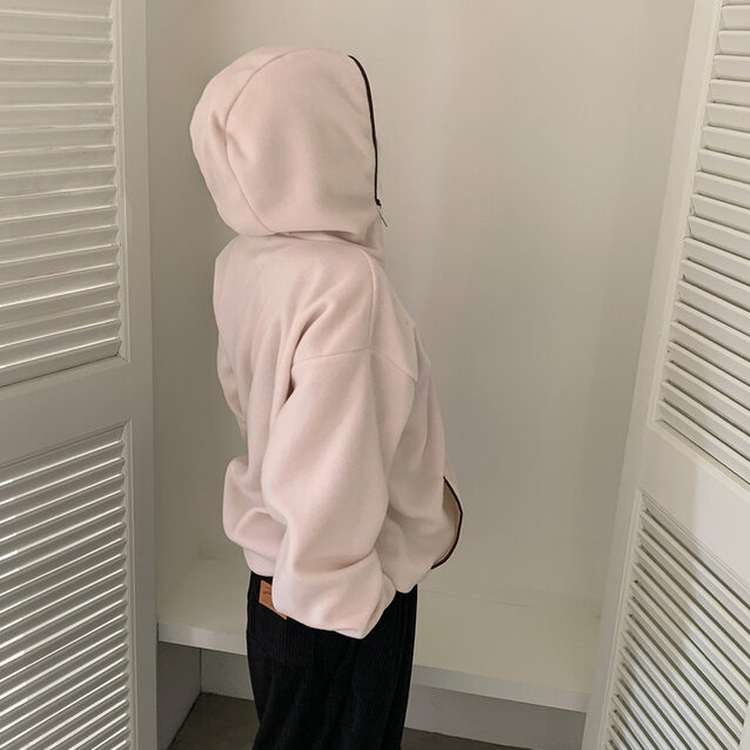 포근하게 스며드는 배색 후리스 후드티 t