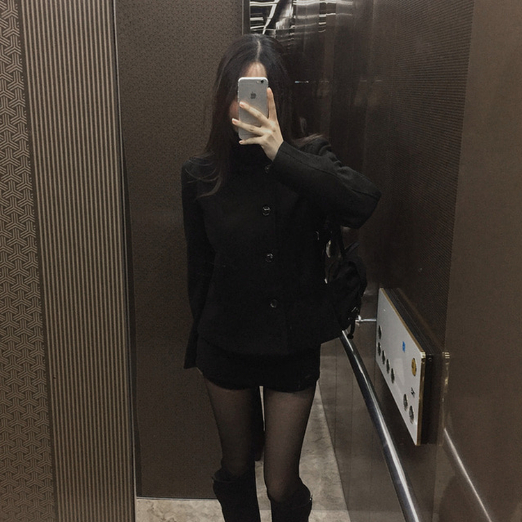 モノハーフショートコートジャケット BLACK