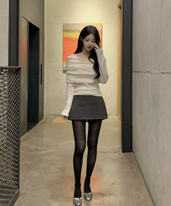 リボンドレープオフショルダーニット(5color) CREAM