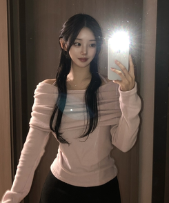 リボンドレープオフショルダーニット(5color) PINK