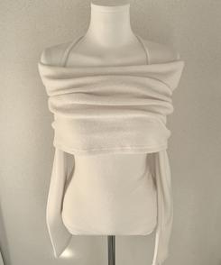 リボンドレープオフショルダーニット(5color)