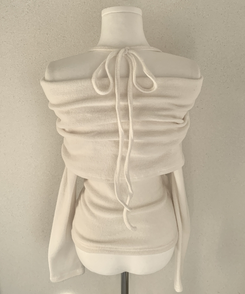 リボンドレープオフショルダーニット(5color)