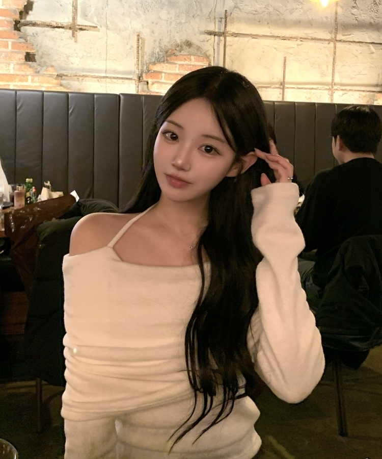 リボンドレープオフショルダーニット(5color) CREAM