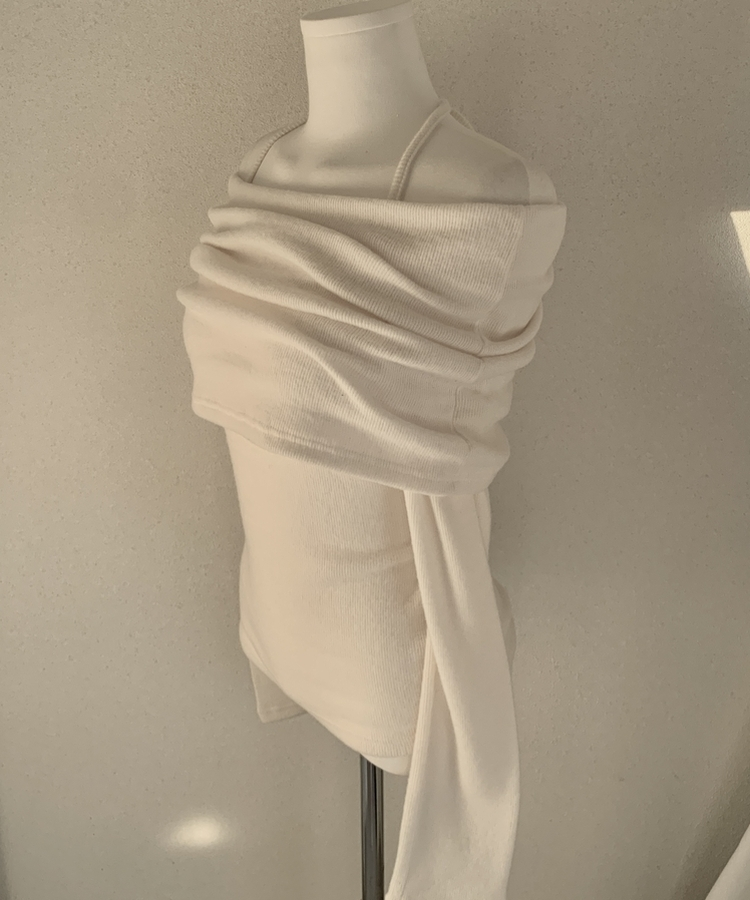 リボンドレープオフショルダーニット(5color)