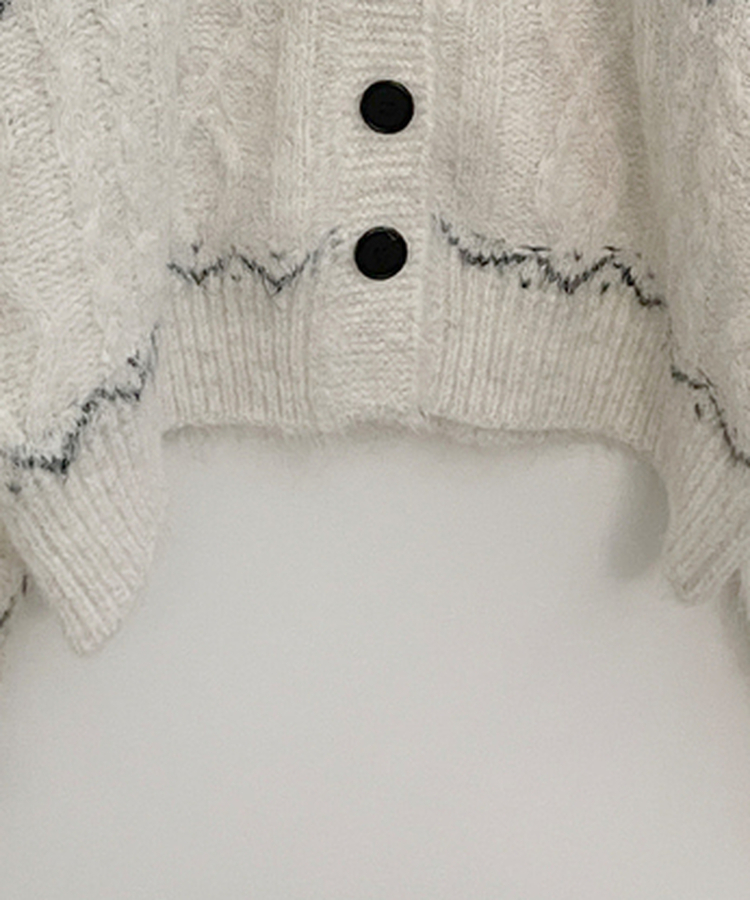 코제스노우노르딕패턴하이넥버튼울니트가디건