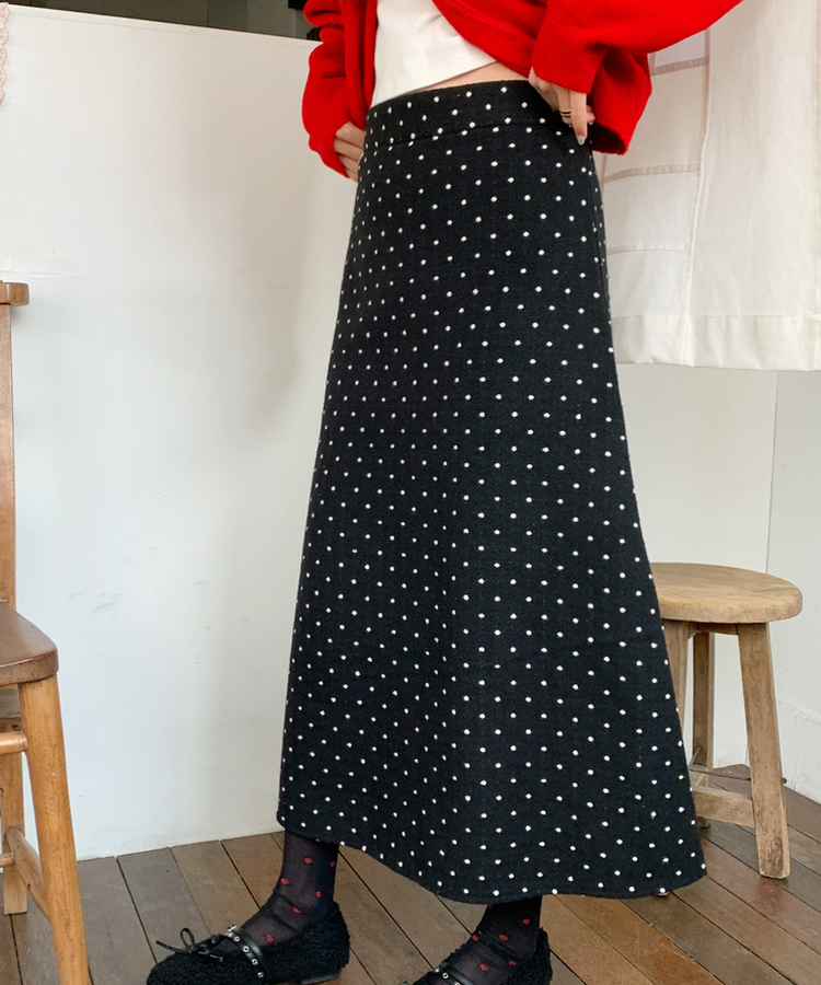 ドットロングスカート｜ミディ/ロングスカート｜韓国ファッション通販 SONA