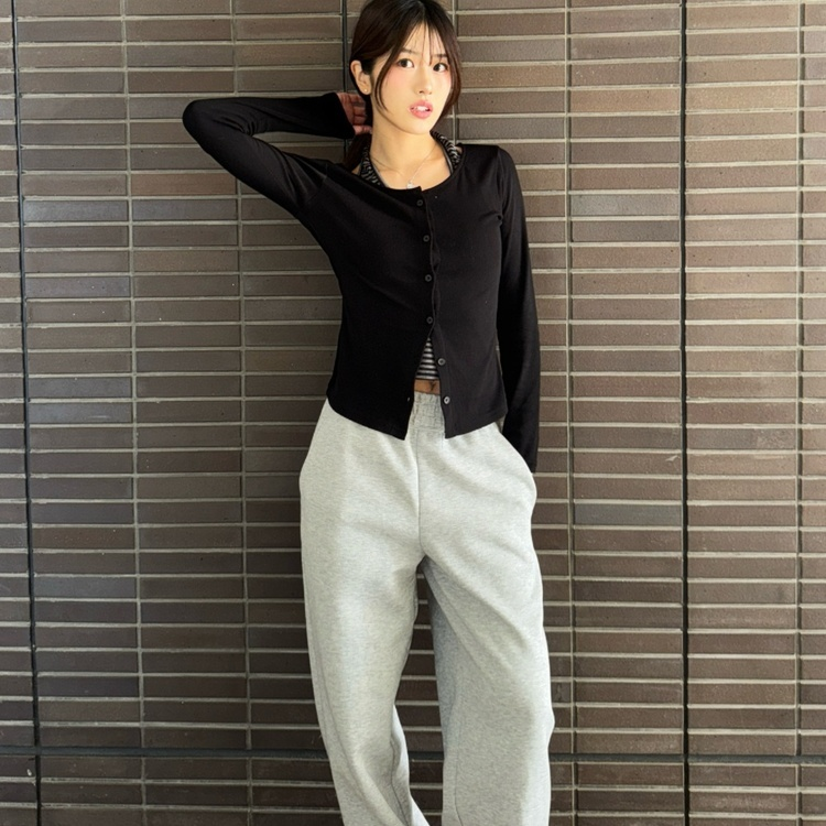 이중 홀터 가디건 블랙