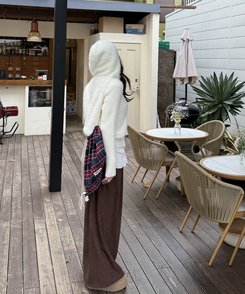 코듀로이 엉덩이 패치 기모 팬츠 브라운