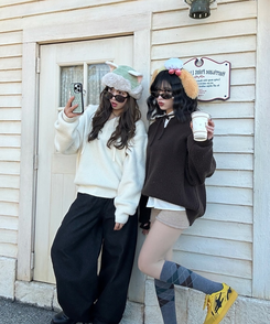 베이비 후드 워머 니트 아이보리