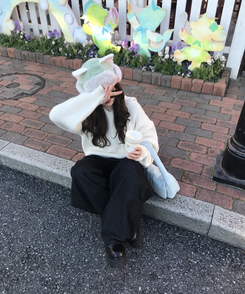 베이비 후드 워머 니트 아이보리