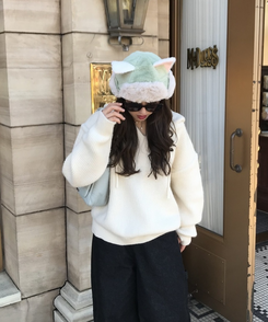 베이비 후드 워머 니트 아이보리