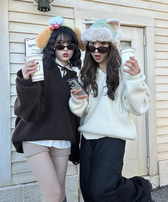 베이비 후드 워머 니트 아이보리