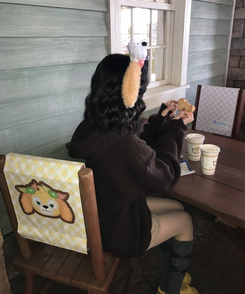 베이비 후드 워머 니트 밤색