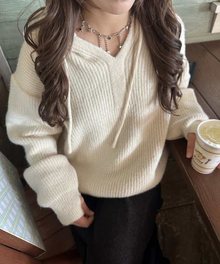 베이비 후드 워머 니트 아이보리