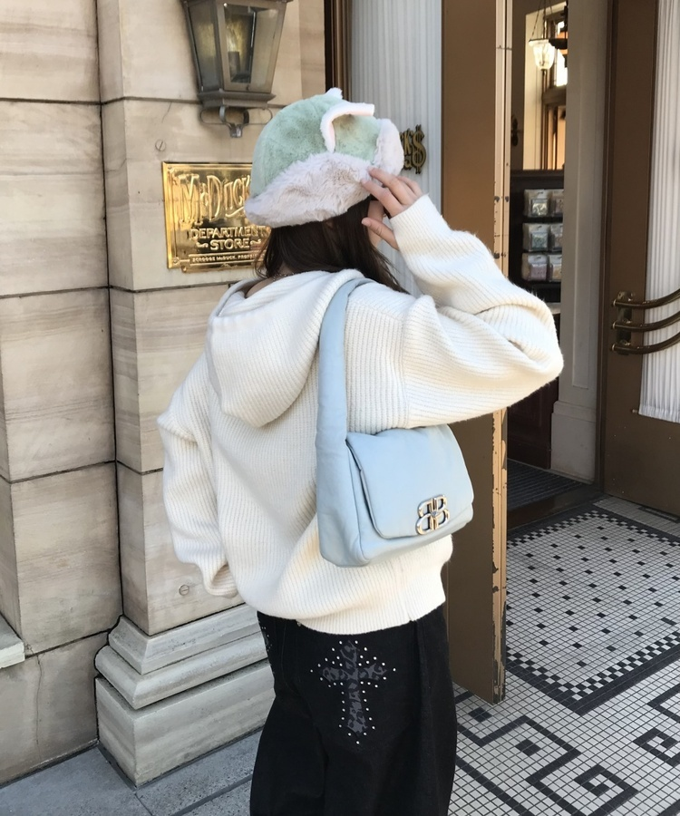 베이비 후드 워머 니트 아이보리