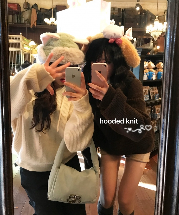 베이비 후드 워머 니트 아이보리