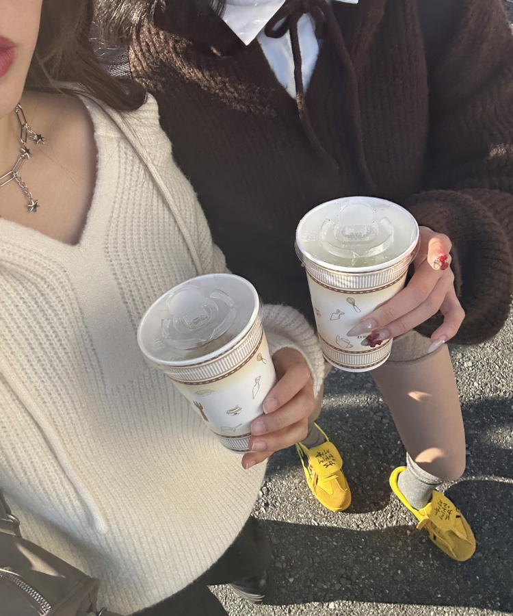 베이비 후드 워머 니트 밤색