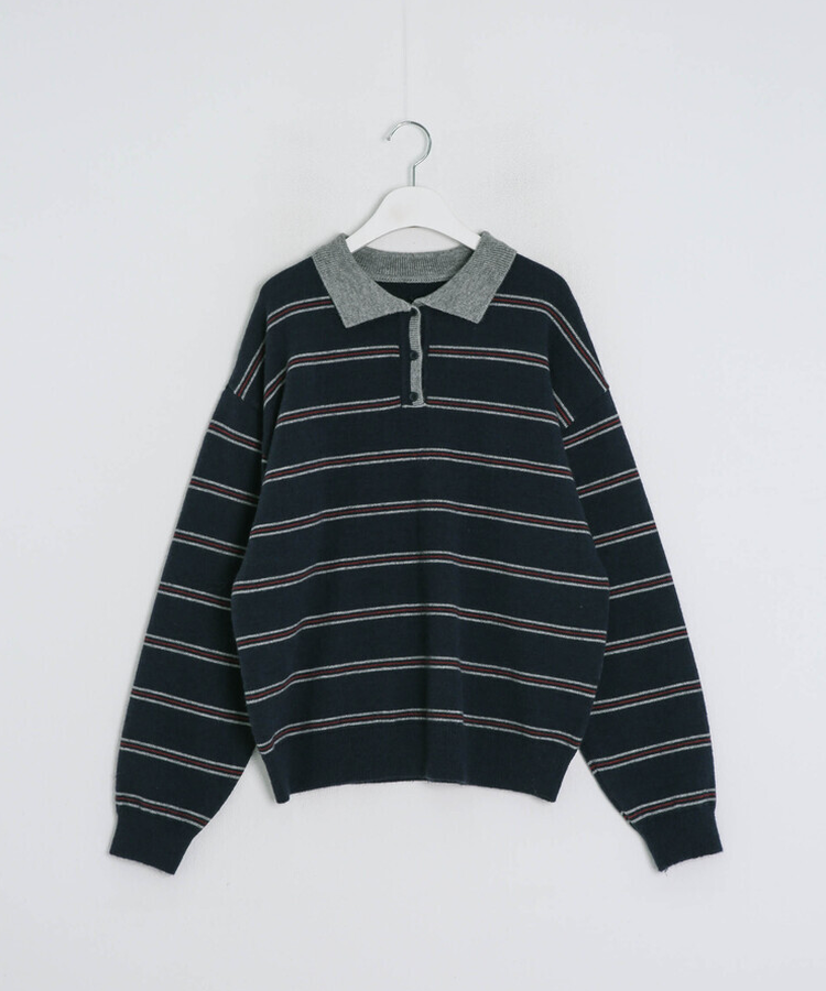 베이직 스트라이프 오버핏 니트