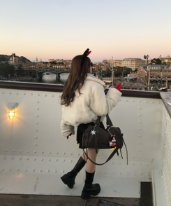 양면 뽀글이 크롭 패딩 그레이