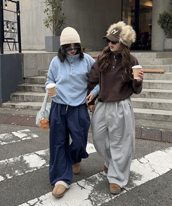 빈티지 하이넥 오버핏 후리스 브라운