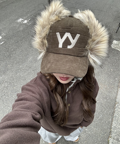 빈티지 하이넥 오버핏 후리스 브라운