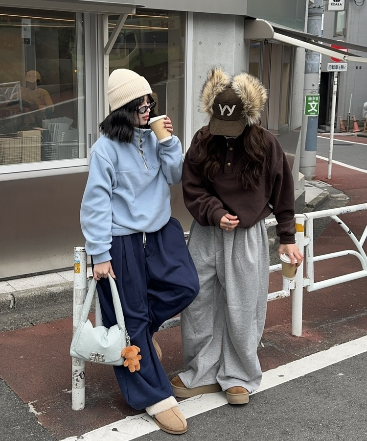 빈티지 하이넥 오버핏 후리스 브라운