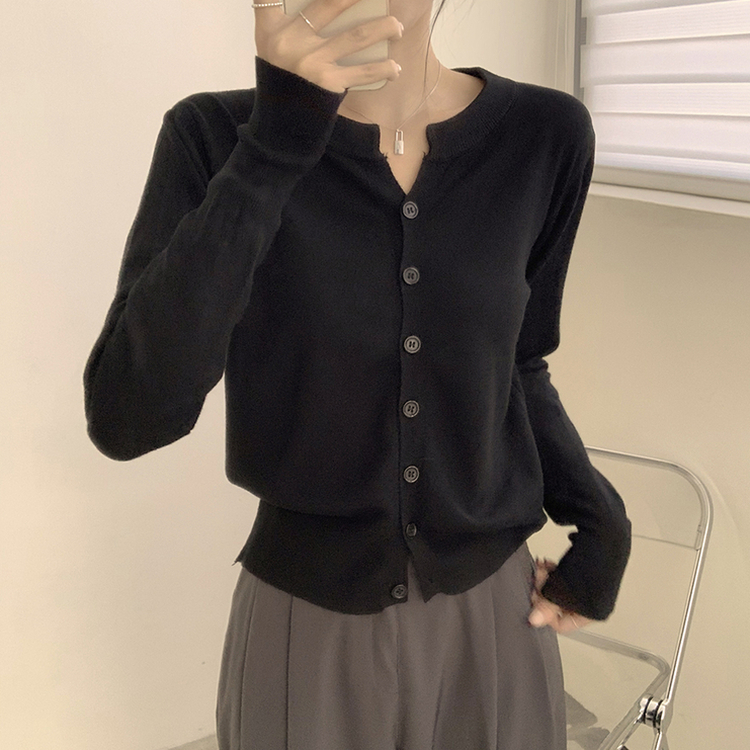 극강의 부드러움 래빗 라운드 겨울 긴팔 데일리 니트 가디건 블랙