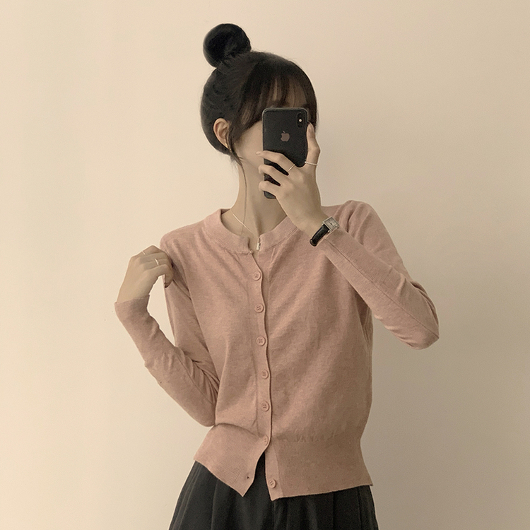 극강의 부드러움 래빗 라운드 겨울 긴팔 데일리 니트 가디건 핑크